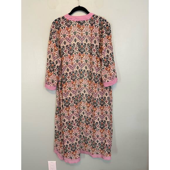 Torrid Kimono Cover Up Womens 00 Geometric Boho Open Maxi Duster Cardigan Pink - Picture 2 of 8